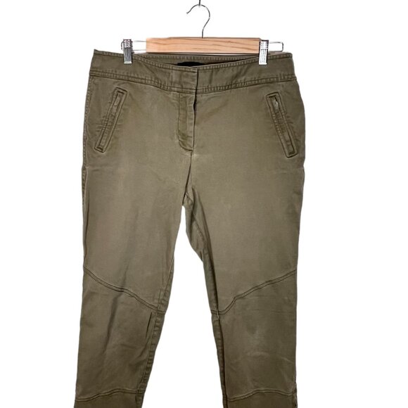Talbots Signature Pants L Womens Olive‎ Green Ankle Zip Chino Khaki Size 12 - Picture 3 of 7